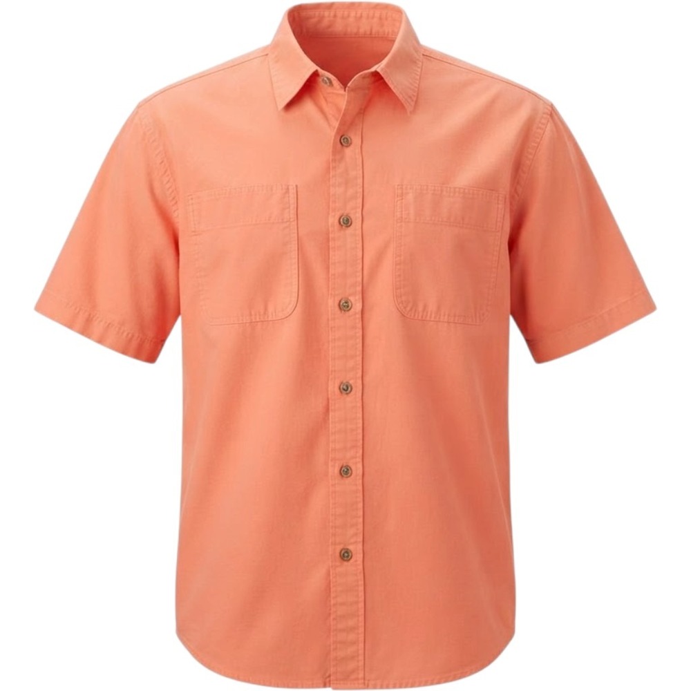 Wrangler Mens Flex for Comfort Short Sleeve Button Down Shirt Coral Orange Large